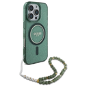 Guess GUHMP16XHGCRELSA Apple iPhone 16 Pro Max hardcase hardcase IML Glitter With Pearl Strap MagSafe green