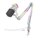 FIFINE AmpliGame AM8 dynamic USB/XLR microphone with boom arm (White)