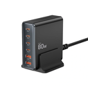 Tech-Protect DC80W-GAN charging station 6-port 2xUSB-A, 4xUSB-C desktop charger PD80W / QC3.0 black