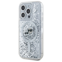 Karl Lagerfeld KLHMP15XLGKCSGH Apple iPhone 15 Pro Max hardcase Liquid Glitter Karl&Choupette Head MagSafe transparent