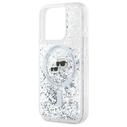 Karl Lagerfeld KLHMP15XLGKCSGH Apple iPhone 15 Pro Max hardcase Liquid Glitter Karl&Choupette Head MagSafe transparent