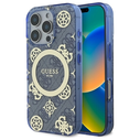 Guess GUHMP16LH4PYEEB Apple iPhone 16 Pro hardcase IML Peony On 4G Background MagSafe blue