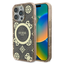 Guess GUHMP16LH4PYEEW Apple iPhone 16 Pro hardcase IML Peony On 4G Background MagSafe brown