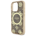 Guess GUHMP16LH4PYEEW Apple iPhone 16 Pro hardcase IML Peony On 4G Background MagSafe brown