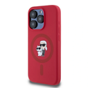 Karl Lagerfeld KLHMP15LSCMKCRHR Apple iPhone 15 Pro hardcase Silicone Karl&Choupette Heads Ring MagSafe red