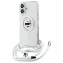 Karl Lagerfeld KLHMP16SHCCHNT Apple iPhone 16 hardcase IML Choupette Head & Cord Magsafe transparent