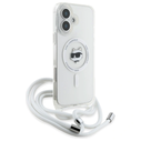 Karl Lagerfeld KLHMP16SHCCHNT Apple iPhone 16 hardcase IML Choupette Head & Cord Magsafe transparent