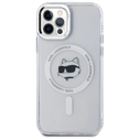 Karl Lagerfeld KLHMP12MHLSCHH Apple iPhone 12 / 12 Pro hardcase IML Metal Choupette Head MagSafe white
