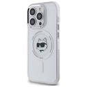 Karl Lagerfeld KLHMP13LHLSCHH Apple iPhone 13 Pro hardcase IML Metal Choupette Head MagSafe white