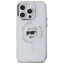 Karl Lagerfeld KLHMP13LHLSCHH Apple iPhone 13 Pro hardcase IML Metal Choupette Head MagSafe white