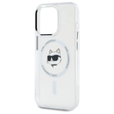 Karl Lagerfeld KLHMP15LHLSCHH Apple iPhone 15 Pro hardcase IML Metal Choupette Head MagSafe white