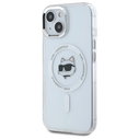 Karl Lagerfeld KLHMP15SHLSCHH Apple iPhone 15 hardcase IML Metal Choupette Head MagSafe white