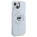 Karl Lagerfeld KLHMP15SHLSCHH Apple iPhone 15 hardcase IML Metal Choupette Head MagSafe white