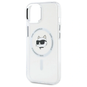 Karl Lagerfeld KLHMP15SHLSCHH Apple iPhone 15 hardcase IML Metal Choupette Head MagSafe white
