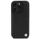 BMW BMHCP16LSLLBK Apple iPhone 16 Pro hardcase Leather Hot Stamp black