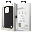 BMW BMHCP16LSLLBK Apple iPhone 16 Pro hardcase Leather Hot Stamp black