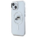 Karl Lagerfeld KLHMP15SHLSKCH Apple iPhone 15 hardcase IML Metal Karl&Choupette Head MagSafe white