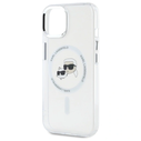 Karl Lagerfeld KLHMP15SHLSKCH Apple iPhone 15 hardcase IML Metal Karl&Choupette Head MagSafe white