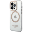 Guess GUHMP15SHTRMD Apple iPhone 15 / 14 / 13 hardcase Metal Outline Magsafe gold