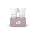 FIFTYEIGHT 3D Becher-Set Nr.3 "Witzig & Lecker" – 2-piece 350 ml cups (without handles), white