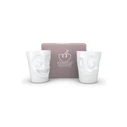 FIFTYEIGHT 3D Becher-Set Nr.3 "Witzig & Lecker" – 2-piece 350 ml cups (without handles), white