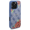 Guess GUHMP16LP4ROPEMCB Apple iPhone 16 Pro hardcase 4G Flowers Print MagSafe blue