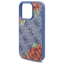 Guess GUHMP16LP4ROPEMCB Apple iPhone 16 Pro hardcase 4G Flowers Print MagSafe blue