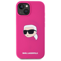 Karl Lagerfeld KLHMP15SSKHPPLF Apple iPhone 15 hardcase Silicone Karl Head Print MagSafe fuschia