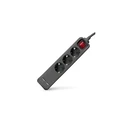 Entac Power Strip 3-way with 2x USB‑A, 1.5 m, Black
