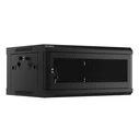 LANBERG 19" τοιχόμενη ντουλάπα Rack 4U 600x450 mm, μαύρη, εμπρός πόρτα περφορέ (flat pack)
