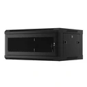 LANBERG 19" τοιχόμενη ντουλάπα Rack 4U 600x450 mm, μαύρη, εμπρός πόρτα περφορέ (flat pack)