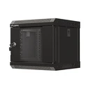 Lanberg επιτοίχια ντουλάπα rack 10'' 4U 300x300 mm, μαύρη, πόρτα με τζάμι (Flat Pack)