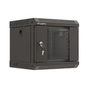Lanberg επιτοίχια ντουλάπα rack 10'' 4U 300x300 mm, μαύρη, πόρτα με τζάμι (Flat Pack)