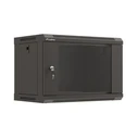 Lanberg Επιτοίχια Καμπίνα Rack 19" 6U Μαύρο με εμπρόσθια πόρτα από tempered glass