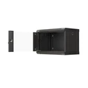 Lanberg Επιτοίχια Καμπίνα Rack 19" 6U Μαύρο με εμπρόσθια πόρτα από tempered glass