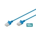 DIGITUS Patch καλώδιο CAT 6 U-UTP Slim 0,3 m Μπλε - Σετ 10 τεμαχίων