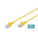 DIGITUS Patch καλώδιο CAT 6 U-UTP Slim 1,5 m Κίτρινο - Πακέτο 10 τεμαχίων