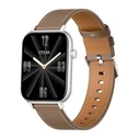 Colmi C28 Smartwatch με Παλμογράφο (Ασημί + Καφέ Δερμάτινο Λουράκι)