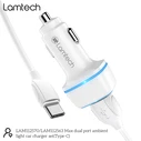 Φορτιστής Αυτοκινήτου Lamtech 2xUSB 2,4A With Type-C Cable 1M WHITE