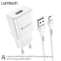 Φορτιστής Πρίζας Lamtech Quick Charger USB3.0 18W With Micro USB 1M WHITE