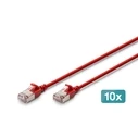 DIGITUS CAT 6A F-FTP Slim patch cord, 2 m, red, 10 pieces