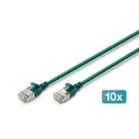 DIGITUS CAT 6A F-FTP Slim Patch Cable 3 m Green - 10 Pieces