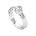 DIAMONFIRE Women's Sterling Silver Ring with 5mm Zirconia (Size 16)