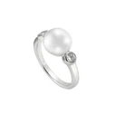 Women's Ring DIAMONFIRE 18 mm Sterling Silver with Pearl and Zirconia