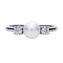 DIAMONFIRE Women Sterling Silver Ring with Pearl and Zirconia - Size 16 (MPN 6117551222160)