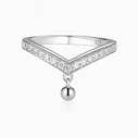 DIAMONFIRE Women's Sterling Silver Ring with Zirconia V-shape, Size 17.5
