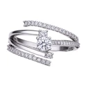 DIAMONFIRE Women Sterling Silver Ring 16mm with 4mm Cubic Zirconia