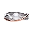DIAMONFIRE Women's Ring (Size 16.5) - Sterling Silver with Silver Pearl & Zirconia