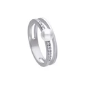 DIAMONFIRE Women’s Sterling Silver Ring Size 18.5 — Silver Pearl with Zirconia