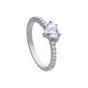 DIAMONFIRE Women Ring 16 - Sterling Silver Solitary Zirconia (Grey)